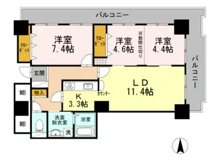 品川シーサイドビュータワーII(3LDK/9階)の間取り写真