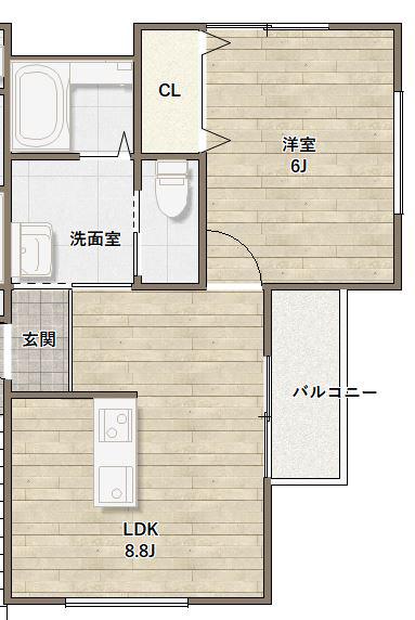 KUKULU REX 古市(1LDK/3階)の間取り写真