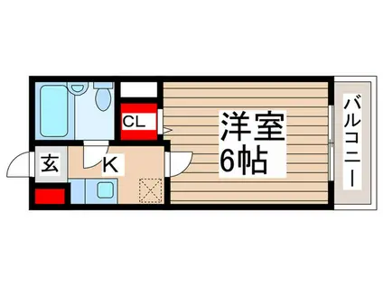 シャンバラ三郷(1K/2階)の間取り写真