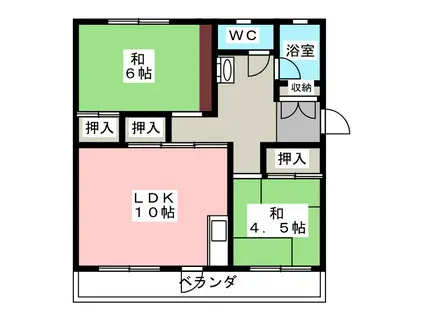 コーポ岳美 A棟(2LDK/2階)の間取り写真