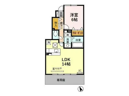 ローズコートKA(1LDK/1階)の間取り写真