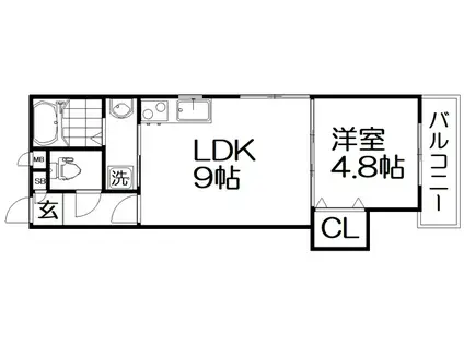 CHOUCHOU KUZUHA(1LDK/2階)の間取り写真