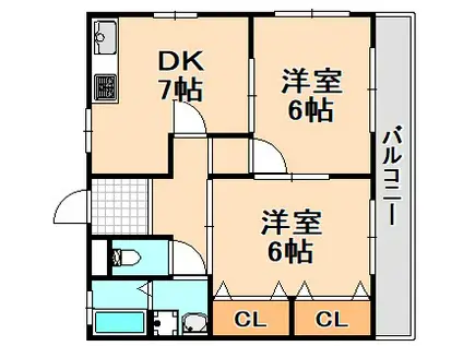 辰巳マンション(2DK/3階)の間取り写真
