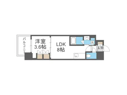 ソルレヴェンテ北堀江Q(1LDK/3階)の間取り写真