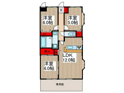 ラーバンライブ東浦和第一(3LDK/1階)の間取り写真