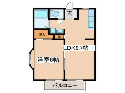 エスポワール諏訪D(1LDK/2階)の間取り写真