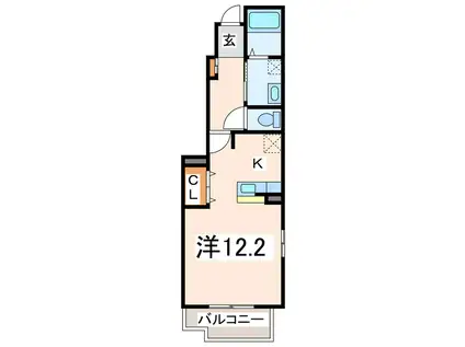 ブルーマウンテン(ワンルーム/1階)の間取り写真