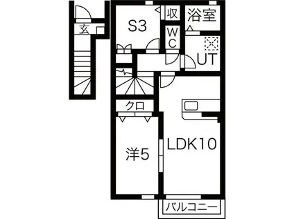 北上市里分12地割(1SLDK/2階)の間取り写真