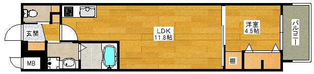 スプランディッド江坂DUE(1LDK/8階)の間取り写真