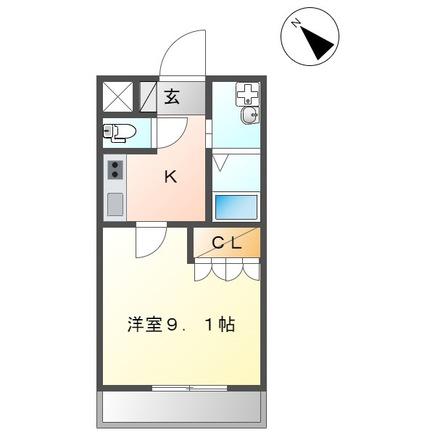 シャルマンカトレア(1K/2階)の間取り写真