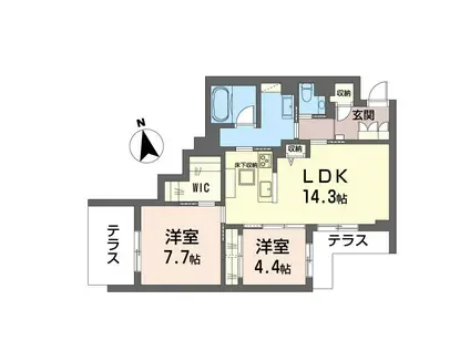 プレミア三河島シャーメゾン(2LDK/1階)の間取り写真
