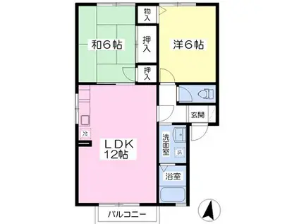 ウィルコート桜台(2LDK/2階)の間取り写真
