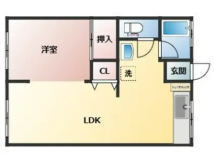 平和コーポ(1LDK/2階)の間取り写真