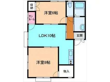 イースト57(2LDK/2階)の間取り写真