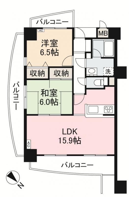 TADコンフォート瀬戸大橋(2LDK/3階)の間取り写真