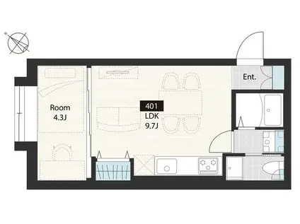 西日暮里レーベルグランデ(1LDK/4階)の間取り写真