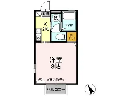 グランドールK II205(1K/2階)の間取り写真