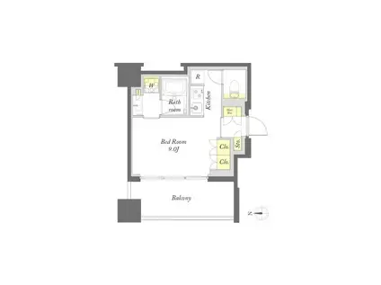 プライムメゾン錦糸町(ワンルーム/9階)の間取り写真