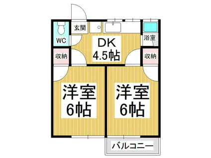 フォーブルONE(2DK/2階)の間取り写真