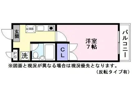 エンゼルプラザ彦根2(1K/1階)の間取り写真