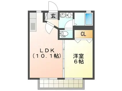 グリーンステージ椿(1LDK/2階)の間取り写真