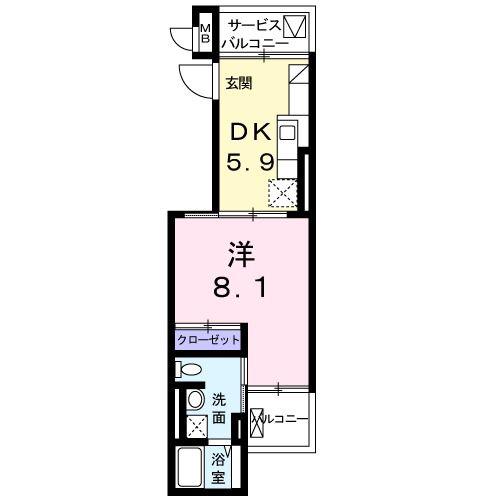 ラ・ルミエール湘南(1DK/1階)の間取り写真