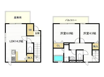 トリシアコートあべのTS(2LDK/1階)の間取り写真