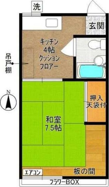 グリーンハイツ(1K/2階)の間取り写真