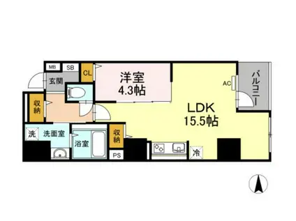 LA NEIGE中山下(1LDK/4階)の間取り写真