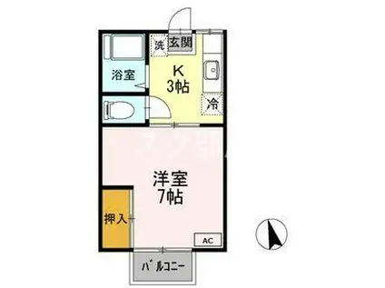 ビューティパレス(1K/1階)の間取り写真