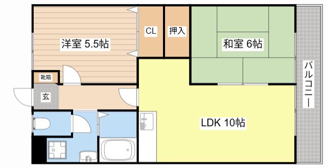 シャトーアルバ(2LDK/5階)の間取り写真