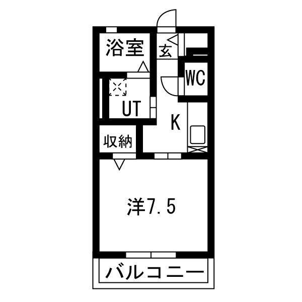 アズール(1K/1階)の間取り写真