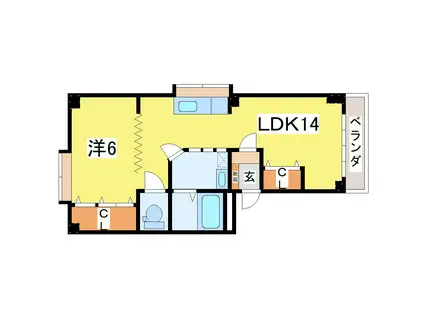 バウム・ドルフ(1LDK/3階)の間取り写真