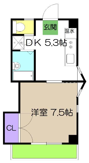 コーポラス三穂(1DK/4階)の間取り写真