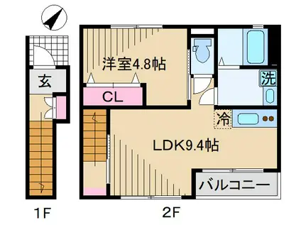 IVY FIELD I (1LDK/2階)の間取り写真
