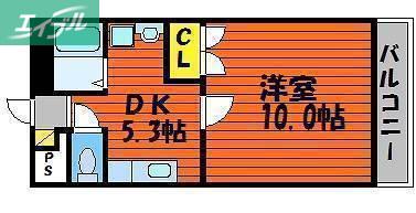 サニーコスモII(1DK/2階)の間取り写真