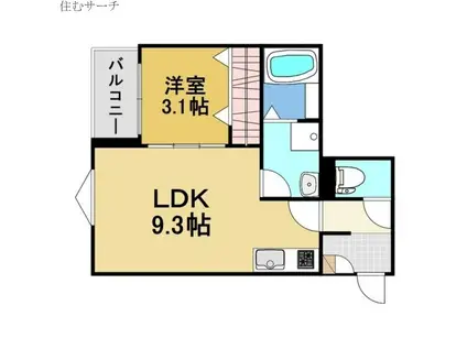 LECOCON四日市VII(1LDK/3階)の間取り写真