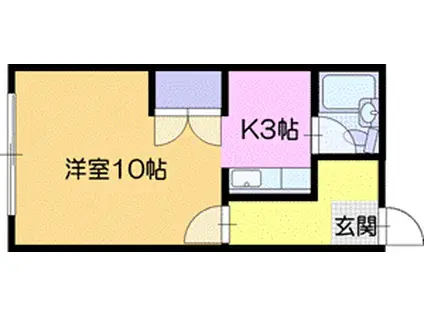 マンションなかの(1K/1階)の間取り写真