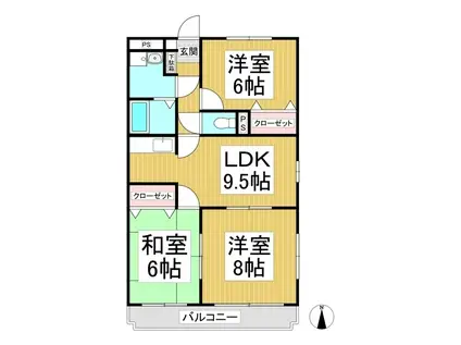 カメリアガーデン(3LDK/2階)の間取り写真