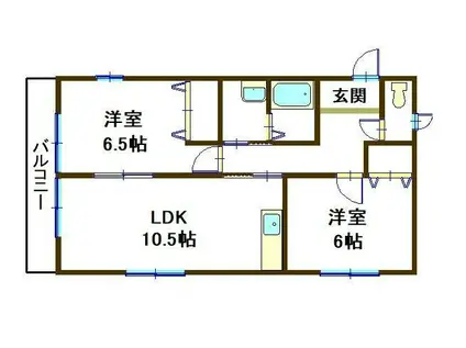 レトア桜丘(2LDK/1階)の間取り写真