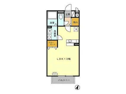 アーバンヒルズかしまII(ワンルーム/2階)の間取り写真