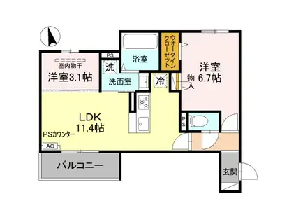 メゾン ド ソルテ(2LDK/2階)の間取り写真