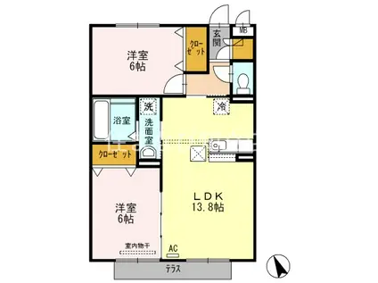 GARDEN PARTY(2LDK/1階)の間取り写真