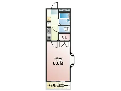 ロ・ヴィオレット蓮台寺(1K/2階)の間取り写真