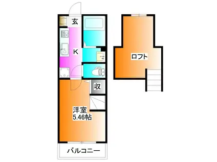 DIMORA安行領根岸(1K/2階)の間取り写真