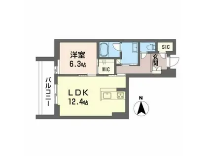 SHAMAISON新町T.H(1LDK/3階)の間取り写真