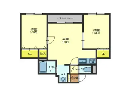 トータス亀田(2LDK/4階)の間取り写真