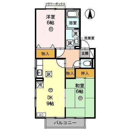コーポラスITOII B棟(2DK/1階)の間取り写真