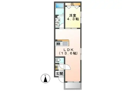 BC大金(1LDK/3階)の間取り写真