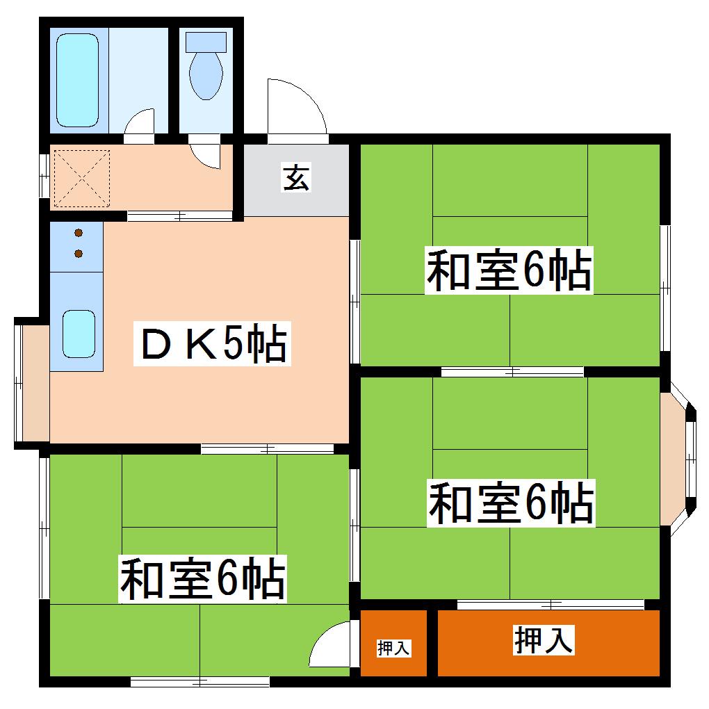 サンパレス幸(3DK/1階)の間取り写真